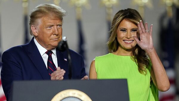 President Donald Trump and first lady Melania Trump arrive on South Lawn of the White House on the fourth day of the Republican National Convention, Thursday, Aug. 27, 2020, in Washington. - Sputnik International