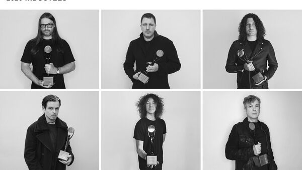 Members of the industrial rock band Nine Inch Nails pose for a promo photo to commemorate their induction into the Rock and Roll Hall of Fame - Sputnik International