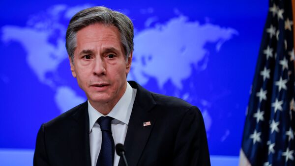 Newly confirmed U.S. Secretary of State Antony Blinken addresses reporters during his first press briefing at the State Department in Washington, U.S., January 27, 2021. - Sputnik International
