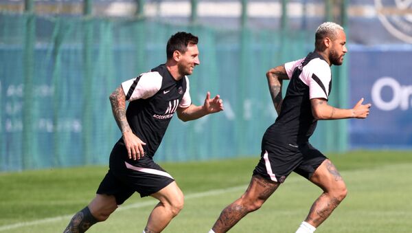 Lionel Messi and Neymar during training - Sputnik International
