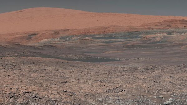 This image provided by NASA, assembled from a series of January 2018 photos made by the Mars Curiosity rover, shows an uphill view of Mount Sharp, which Curiosity had been climbing. - Sputnik International