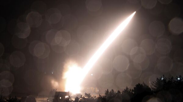 Army Tactical Missile System or ATACMS missile is fired during a joint military drill between U.S. and South Korea - Sputnik International