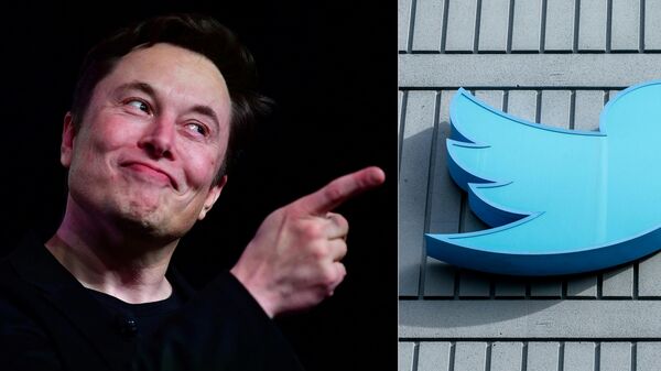 Tesla CEO Elon Musk on March 14, 2019, Hawthorne, California and the Twitter logo outside their headquarters in San Francisco, California, on October 28, 2022.  - Sputnik International
