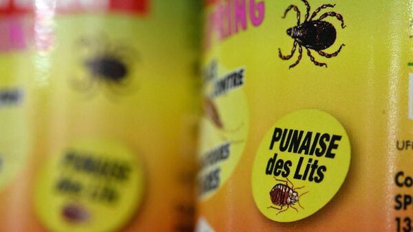 This photograph taken on October 3, 2023 shows a product used to eradicate bedbugs at the Hygiene Premium, pest control shop in Paris. The French government said on September 29, 2023 that it was launching a concerted effort to fight bedbugs that have appeared in numbers in public transport, cinemas and hospitals. The blood-sucking insects have been spotted in the Paris metro, high-speed trains and at Paris's Charles-de-Gaulle Airport, with disgusted travellers posting videos on social media. - Sputnik International
