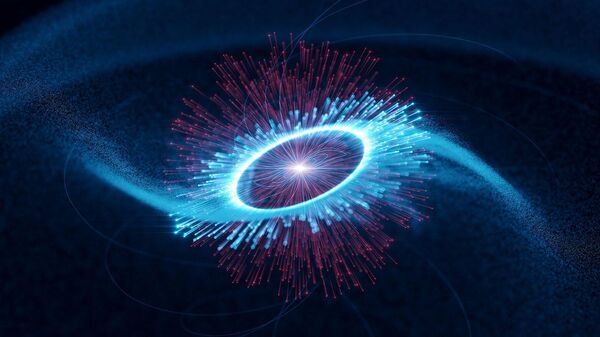An illustration of the Vela pulsar with particles accelerated and launched out at near light speed by its magnetic field. - Sputnik International