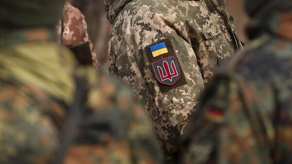 A Ukrainian armed forces soldier is pictured during a visit of Ukrainian troop by German President and German Defence Minister at the Klietz military training area in Klietz, eastern Germany, on February 23, 2024.  - Sputnik International