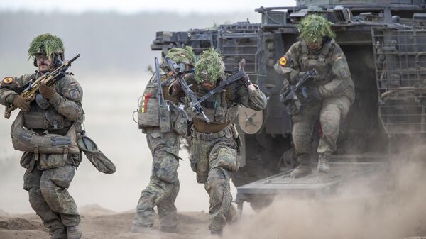 German soldiers take part in the Lithuanian-German division-level international military exercise 'Grand Quadriga 2024' at a training range in Pabrade, north of the capital Vilnius, Lithuania on May 29, 2024. - Sputnik International