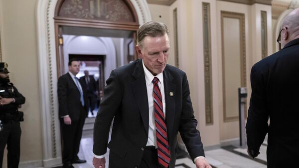 Rep. Paul Gosar, R-Ariz., one of a group of Republicans who voted against the bid by Rep. Kevin McCarthy, R-Calif., for House speaker, leaves the House chamber at the Capitol in Washington, DC. File photo. - Sputnik International