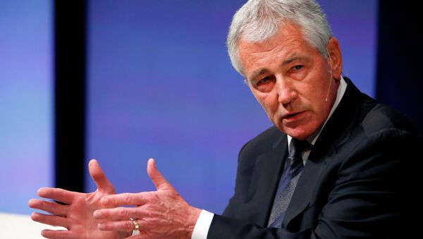 U.S. Secretary of Defense Chuck Hagel participates in the Washington Ideas Forum, in Washington October 29, 2014 - Sputnik International