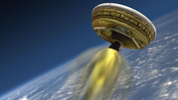 This artist's concept shows the test vehicle for NASA's Low-Density Supersonic Decelerator (LDSD), designed to test landing technologies for future Mars missions. - Sputnik International
