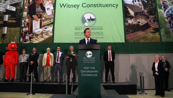 British Prime Minister and Conservative Party Leader David Cameron makes a speech after winning the Witney constituency at the Windrush Leisure Centre, in central England, on May 8, 2015 - Sputnik International
