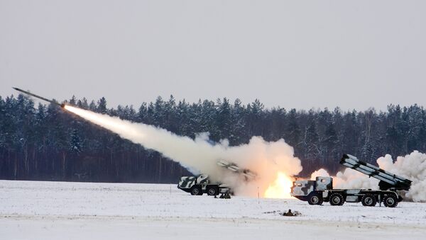 Drills involving live fire of Smerch multiple-launch rocket systems (file) - Sputnik International