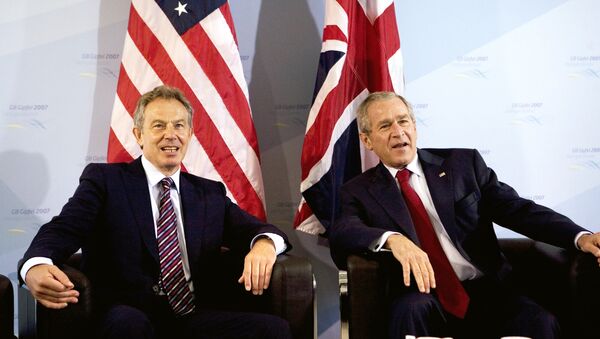 US President George W. Bush (R) and Britain’s Prime Minister Tony Blair pose for photographers prior a bilateral meeting 07 June 2007 on the sidelines of the G8 Summit in Heiligendamm, northeastern Germany. - Sputnik International