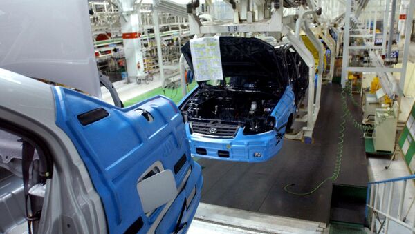 Partially assembled cars at Hyundai motor assembly line in Ulsan, south of Seoul. (File) - Sputnik International