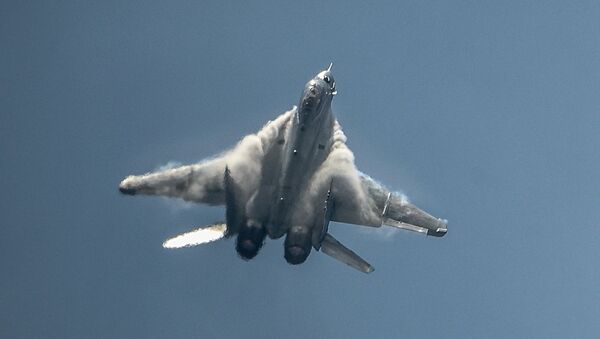 A Mikoyan-Gurevich MiG-35 Fulcrum-F fighter performs demonstration flight during the International Aerospace Salon (MAKS 2015) in Zhukovsky near Moscow - Sputnik International