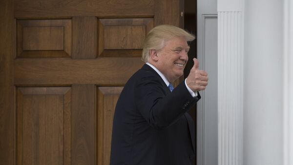 President-elect Donald Trump gives a thumbs up the the media at the clubhouse of Trump National Golf Club November 20, 2016 in Bedminster, New Jersey - Sputnik International