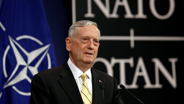 U.S. Defense Secretary Jim Mattis addresses a news conference during a NATO defence ministers meeting at the Alliance headquarters in Brussels, Belgium, February 16, 2017. - Sputnik International