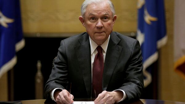 US Attorney General Jeff Sessions holds his first meeting with heads of federal law enforcement components at the Justice Department. in Washington U.S., February 9, 2017 - Sputnik International