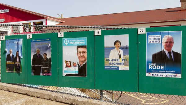 Campaign posters for the French legislative elections are displayed outside a polling station in the French overseas territory of Saint-Pierre Campaign posters for the French legislative elections are displayed outside a polling station in the French overseas territory of Saint-Pierre - Sputnik International