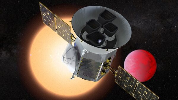 Artist concept of TESS in front of a lava planet orbiting its host star. Image credit: NASA’s Goddard Space Flight Center - Sputnik International