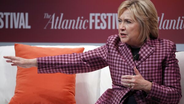 Former Secretary of State Hillary Clinton talks with Jeffrey Goldberg, editor in chief of The Atlantic, during The Atlantic Festival, Tuesday, Oct. 2, 2018, in Washington - Sputnik International
