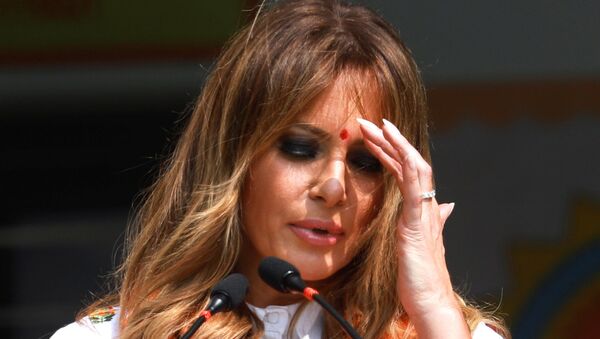 U.S. first lady Melania Trump gestures as she speaks at the Sarvodaya Co-Education Senior Secondary School in Moti Bagh, in New Delhi, during a visit by U.S. President Donald Trump in India, February 25, 2020. - Sputnik International